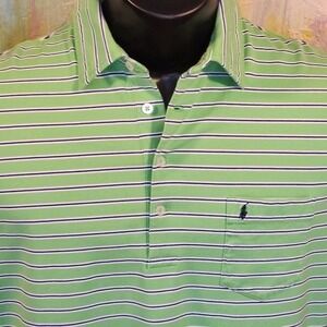 Limited Edition Multi Logo RALPH LAUREN Polo Shirt VTG Embroidere PONY Stripe 46